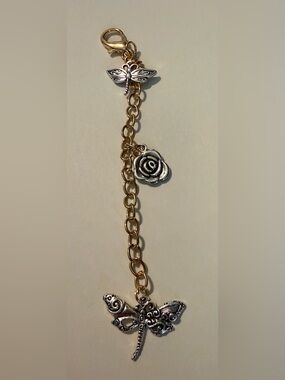 Gold Chain with Silver Rose Charm